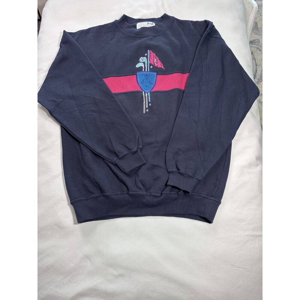 VTG 90s Pringle of Scotland Nick Faldo Embroidered Golf Sweatshirt Blue Large